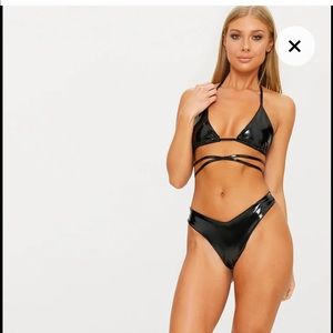 Pretty Little Thing- sexy black pleather bikini
